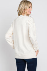 Ivory Long Sleeve Side Pocket Sweatshirt