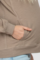 Taupe Long Sleeve Side Pocket Maternity Sweatshirt