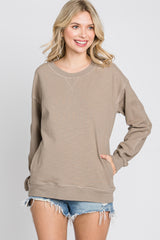 Taupe Long Sleeve Side Pocket Maternity Sweatshirt