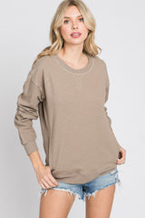 Taupe Long Sleeve Side Pocket Sweatshirt