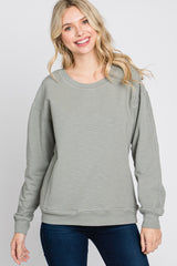 Grey Long Sleeve Side Pocket Sweatshirt