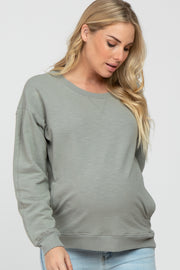 Grey Long Sleeve Side Pocket Maternity Sweatshirt