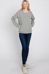 Grey Long Sleeve Side Pocket Sweatshirt