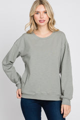 Grey Long Sleeve Side Pocket Sweatshirt