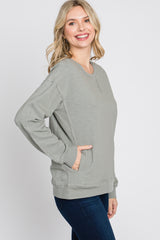 Grey Long Sleeve Side Pocket Sweatshirt