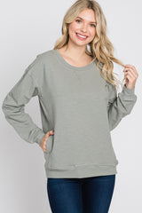 Grey Long Sleeve Side Pocket Sweatshirt