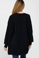 Black Soft Knit Bubble Sleeve Maternity Cardigan