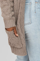 Taupe Cable Knit Cardigan