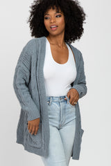 Blue Cable Knit Cardigan