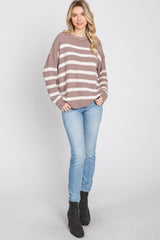 Mocha Striped Fuzzy Knit Sweater