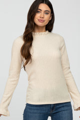 Cream Glitter Knit Mock Neck Sweater