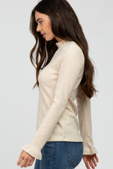 Cream Glitter Knit Mock Neck Sweater