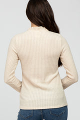 Cream Glitter Knit Mock Neck Sweater