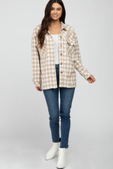 Beige Plaid Shirt Jacket