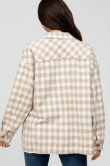 Beige Plaid Shirt Jacket