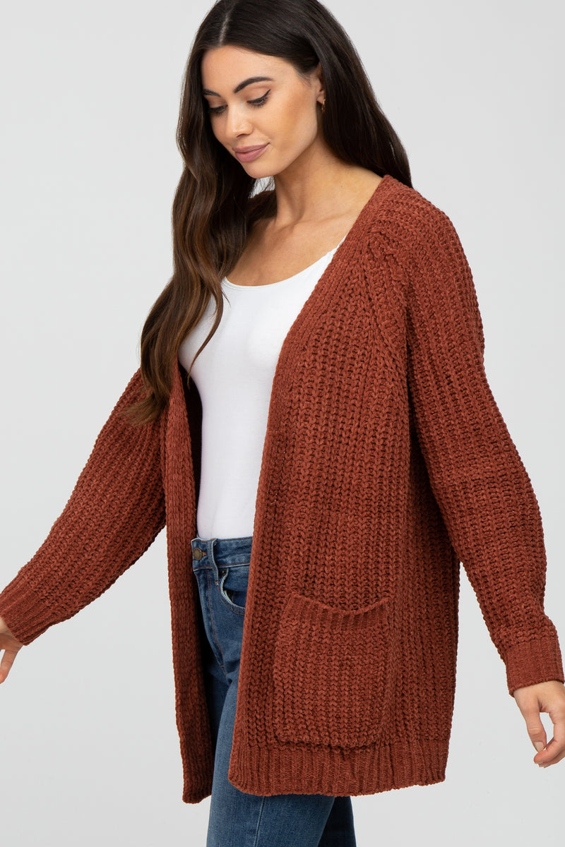 Camel Ribbed Cable Knit Cardigan – PinkBlush