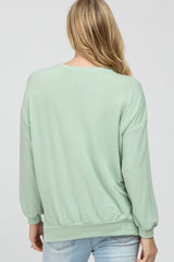 Green Basic Side Slit Maternity Sweatshirt