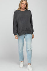 Charcoal Basic Side Slit Maternity Sweatshirt