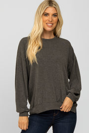 Charcoal Basic Side Slit Sweatshirt