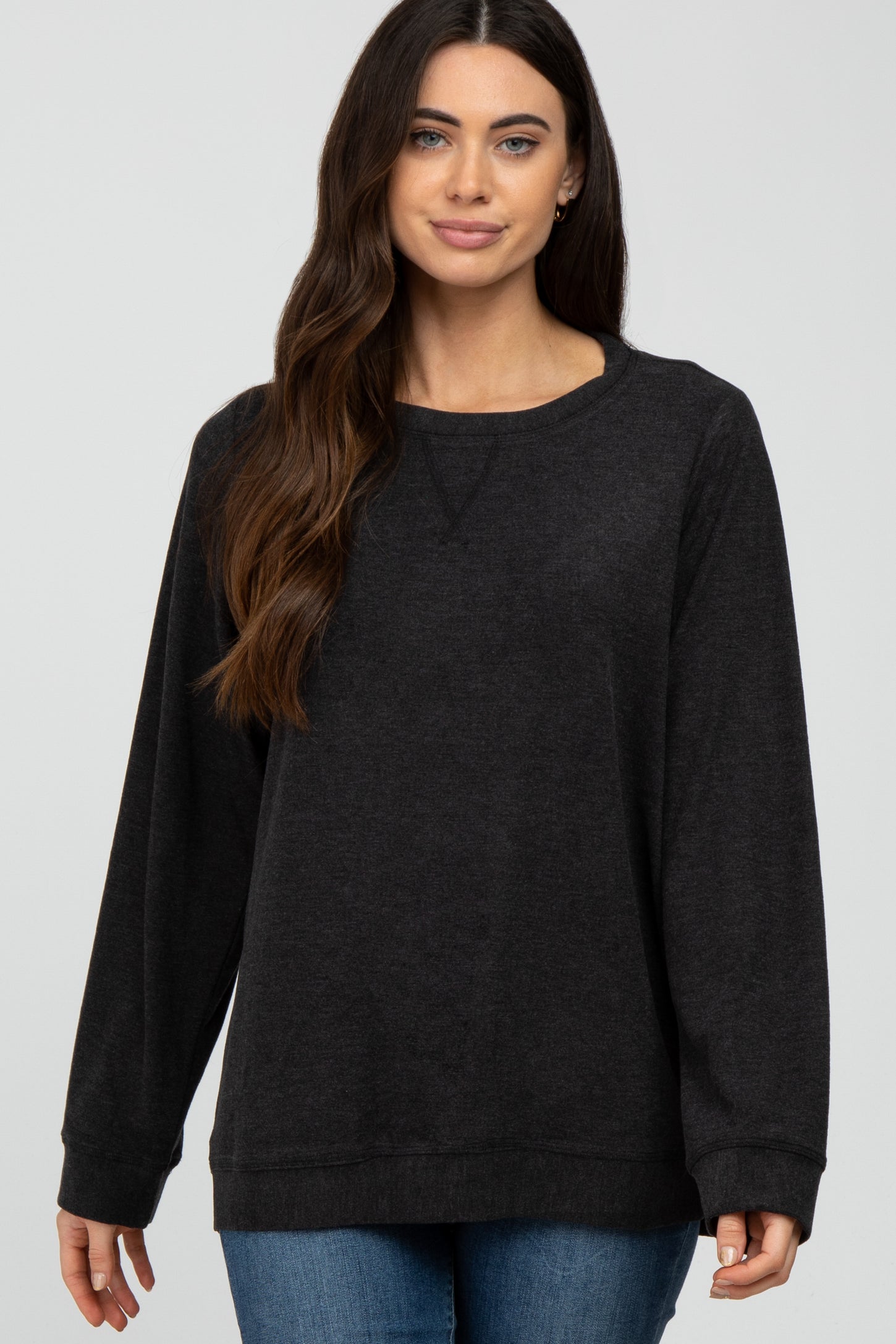 Charcoal Basic Long Sleeve Pullover – PinkBlush