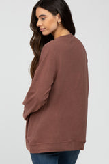 Brown Basic Long Sleeve Pullover