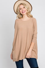 Taupe Pocketed Dolman Sleeve Top