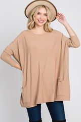 Taupe Pocketed Dolman Sleeve Top