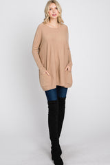 Taupe Pocketed Dolman Sleeve Top