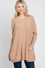 Taupe Pocketed Dolman Sleeve Top