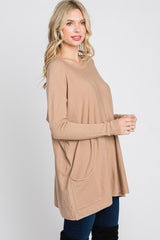 Taupe Pocketed Dolman Sleeve Top