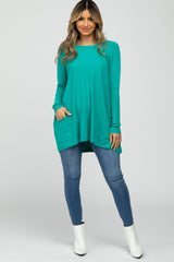 Turquoise Pocketed Dolman Sleeve Top