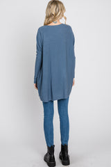 Blue Pocketed Dolman Sleeve Top