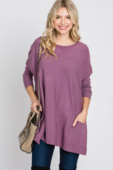 Plum Pocketed Dolman Sleeve Top