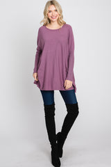 Plum Pocketed Dolman Sleeve Maternity Top