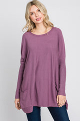 Plum Pocketed Dolman Sleeve Top