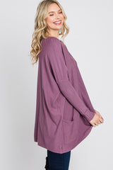 Plum Pocketed Dolman Sleeve Top