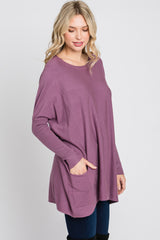 Plum Pocketed Dolman Sleeve Top