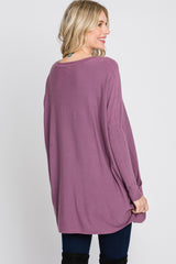 Plum Pocketed Dolman Sleeve Top