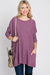 Plum Pocketed Dolman Sleeve Top