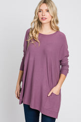 Plum Pocketed Dolman Sleeve Top