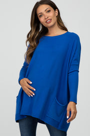 Royal Blue Pocketed Dolman Sleeve Maternity Top