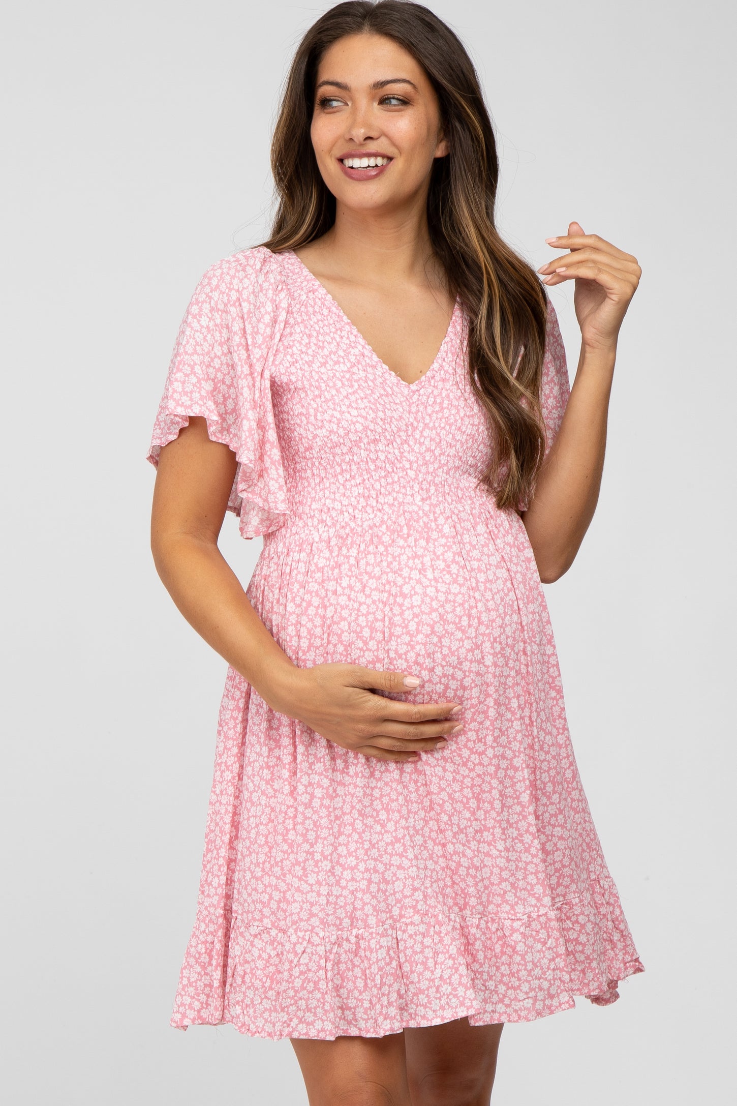 Shop Fashion Pink Maternity Dresses For Sale, Pink Short Print