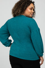 Teal Long Puff Sleeve Maternity Plus Top