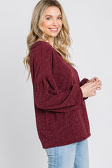 Burgundy Long Puff Sleeve Top