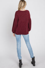 Burgundy Long Puff Sleeve Top