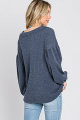 Charcoal Long Puff Sleeve Top