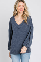 Charcoal Long Puff Sleeve Top