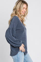 Charcoal Long Puff Sleeve Top