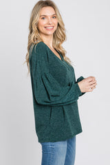 Forest Green Long Puff Sleeve Top