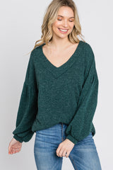 Forest Green Long Puff Sleeve Top